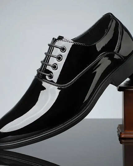 Men’s Two-Tone Patent Lace-Up Dress Shoes - Preppy Style