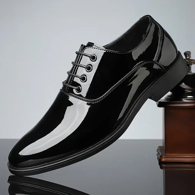 Men’s Two-Tone Patent Lace-Up Dress Shoes - Preppy Style