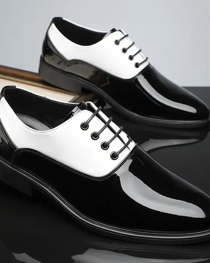 Men’s Two-Tone Patent Lace-Up Dress Shoes - Preppy Style