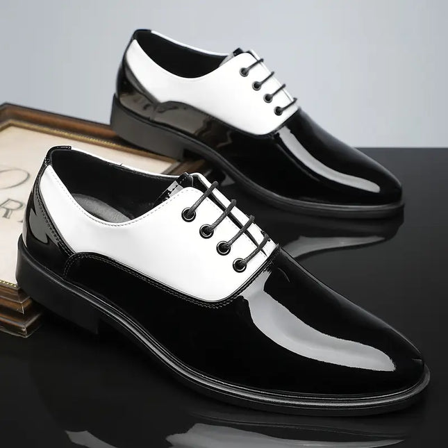 Men’s Two-Tone Patent Lace-Up Dress Shoes - Preppy Style