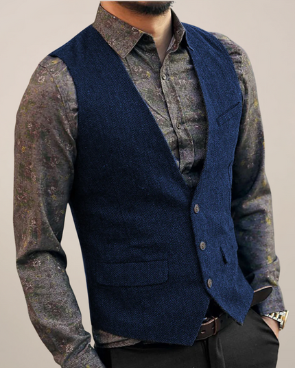 Men’s Vintage Buttoned Waistcoat – Old Money Style Vest for Autumn Layering
