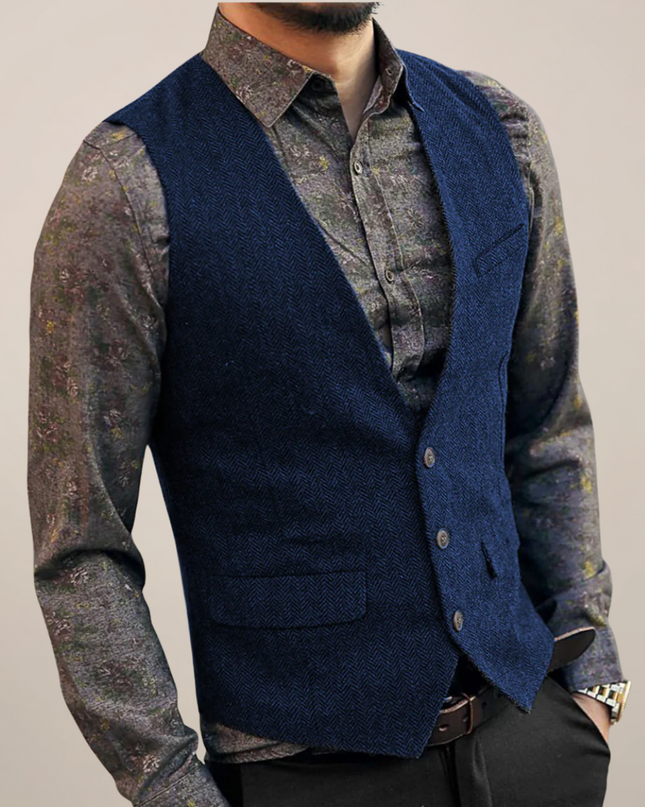 Men’s Vintage Buttoned Waistcoat – Old Money Style Vest for Autumn Layering
