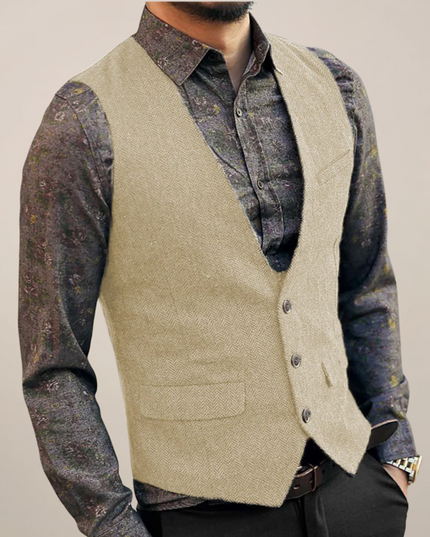 Men’s Vintage Buttoned Waistcoat – Old Money Style Vest for Autumn Layering
