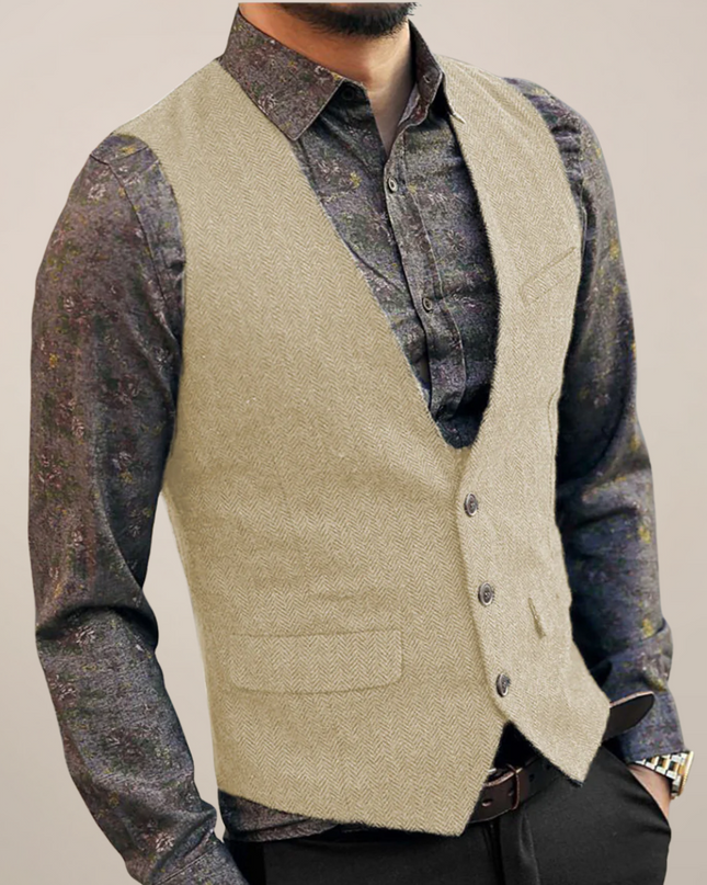 Men’s Vintage Buttoned Waistcoat – Old Money Style Vest for Autumn Layering