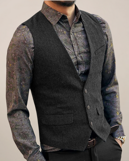 Men’s Vintage Buttoned Waistcoat – Old Money Style Vest for Autumn Layering