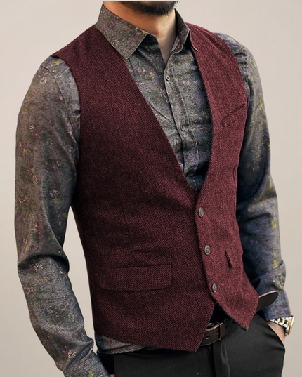 Men’s Vintage Buttoned Waistcoat – Old Money Style Vest for Autumn Layering