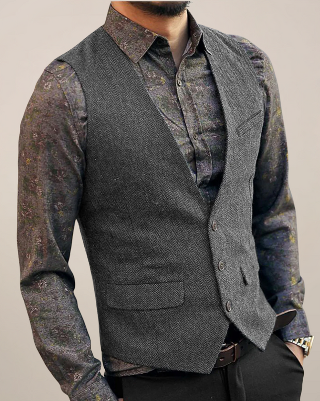 Men’s Vintage Buttoned Waistcoat – Old Money Style Vest for Autumn Layering