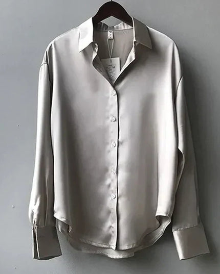 Stella | Women’s Long Sleeve Button Down Satin Blouses