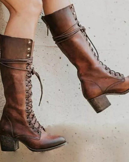 Beatrice | Women’s Vintage Lace-Up High Heel Boots
