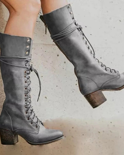 Beatrice | Women’s Vintage Lace-Up High Heel Boots