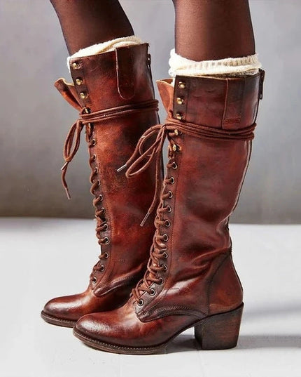 Beatrice | Women’s Vintage Lace-Up High Heel Boots
