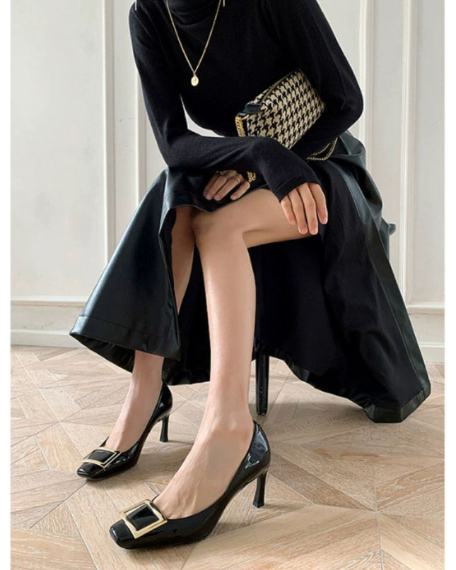 Narella | Elegant Heeled Sandals with Metallic Accent