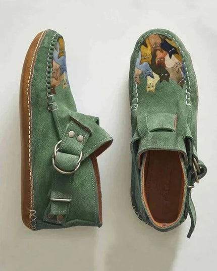 Claire | Women’s Artistic Cat Design Slip-On Shoes