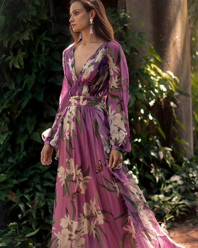 Abigail | Women’s Comfortable Floral V-Neck Maxi Dress