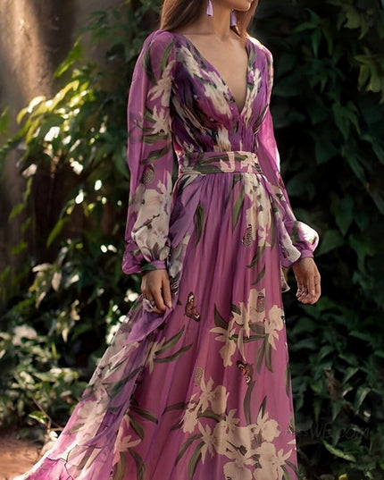 Abigail | Women’s Comfortable Floral V-Neck Maxi Dress
