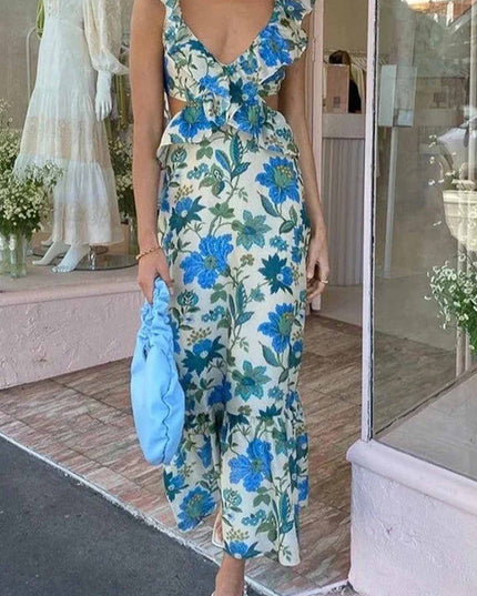 Bethany | Floral Elegant Ruffle Maxi Dress
