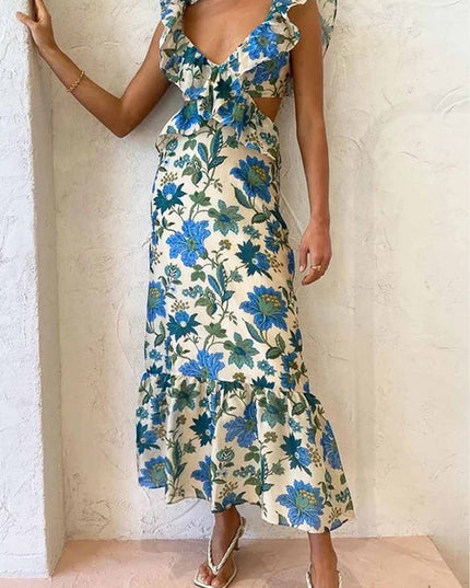 Bethany | Floral Elegant Ruffle Maxi Dress