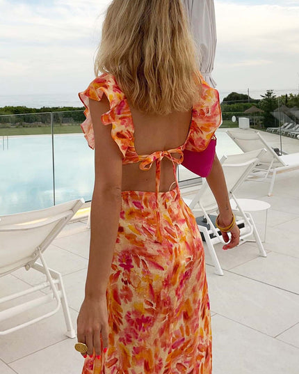 Bethany | Floral Elegant Ruffle Maxi Dress