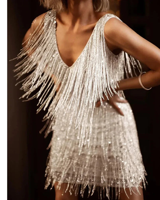 Kimberly | Women’s Cocktail Dress with Fringe Feathers