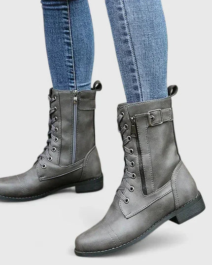 Fiona | Women Spring Lace-Up Side-Zip Ankle Boots