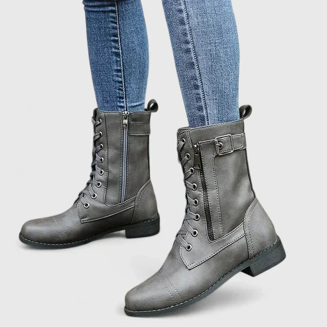 Fiona | Women Spring Lace-Up Side-Zip Ankle Boots