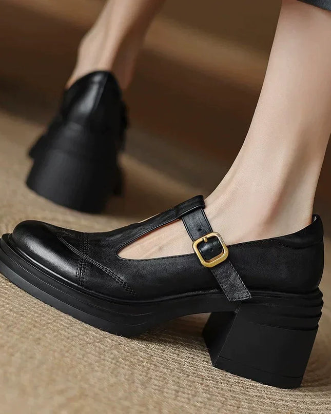 Madison | Classic Women’s Leather T-Strap Shoes