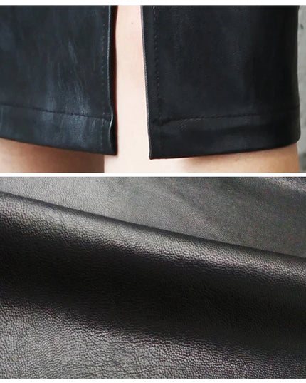 MONIQUE – Sleek Black Leather Pencil Skirt