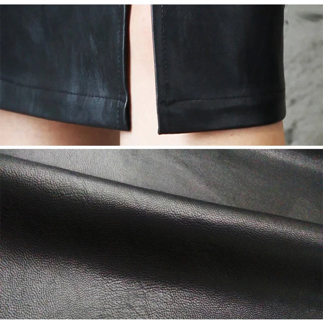 MONIQUE – Sleek Black Leather Pencil Skirt