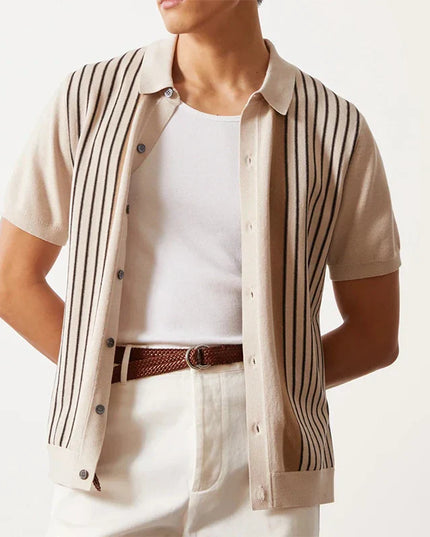 Men’s Short Sleeve Striped Polo Shirt – Spring, Summer