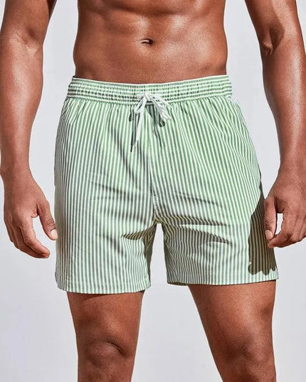 Quick-Dry Striped Swim Shorts for Men