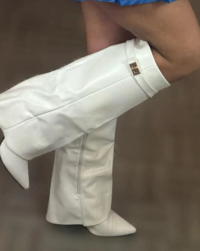 Maya | Women’s Leather Thigh-High Boots with Buckle