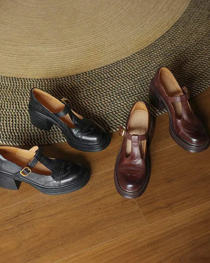 Madison | Classic Women’s Leather T-Strap Shoes