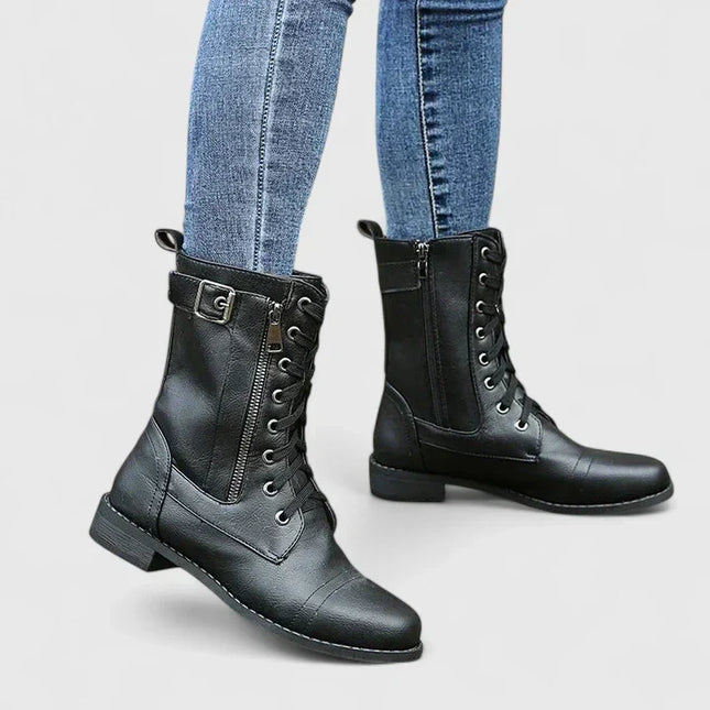 Fiona | Women Spring Lace-Up Side-Zip Ankle Boots