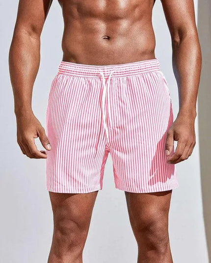 Quick-Dry Striped Swim Shorts for Men