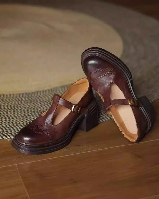 Madison | Classic Women’s Leather T-Strap Shoes