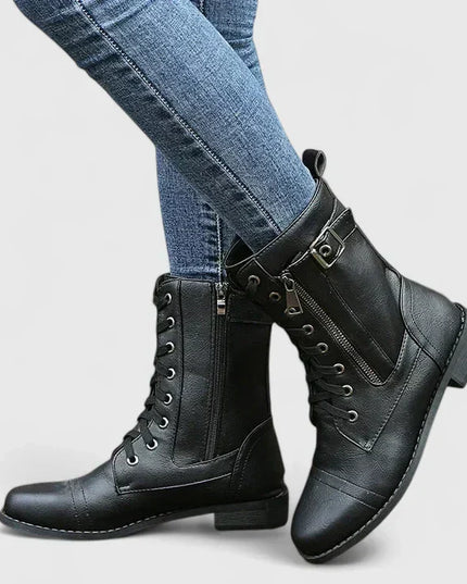 Fiona | Women Spring Lace-Up Side-Zip Ankle Boots