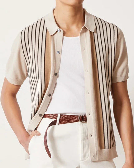 Men’s Short Sleeve Striped Polo Shirt – Spring, Summer