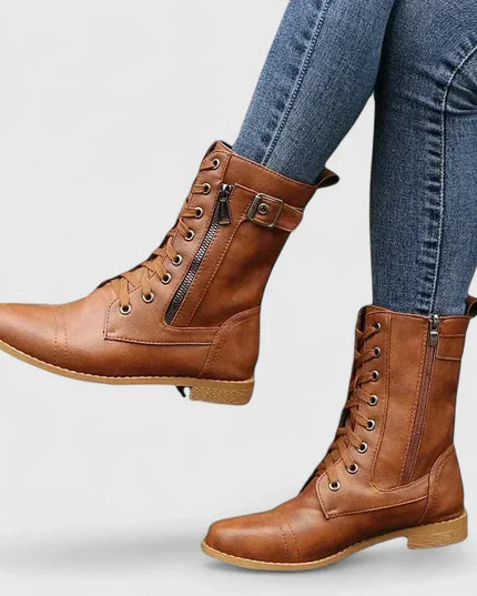 Fiona | Women Spring Lace-Up Side-Zip Ankle Boots