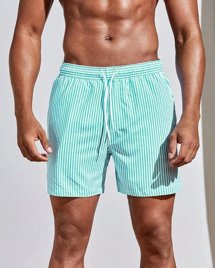 Quick-Dry Striped Swim Shorts for Men