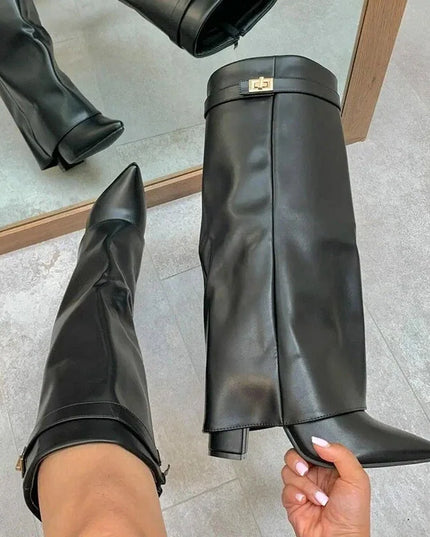 Maya | Women’s Leather Thigh-High Boots with Buckle
