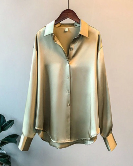 Taylor | Women’s Loose Fit Button Down Satin Blouses