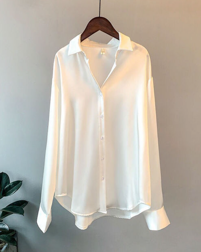 Taylor | Women’s Loose Fit Button Down Satin Blouses