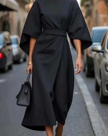 Grace | Elegant Dress with Lantern Sleeves and Belt