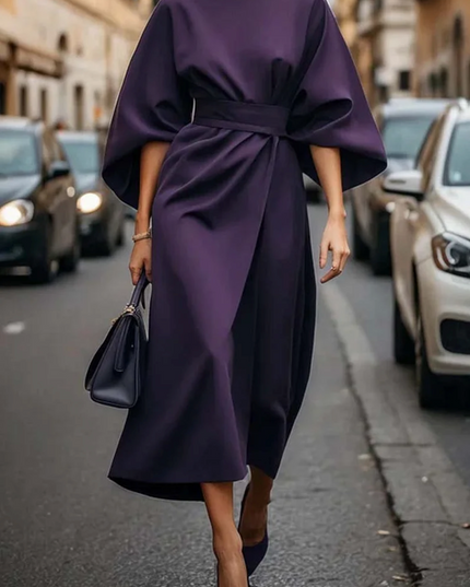 Grace | Elegant Dress with Lantern Sleeves and Belt