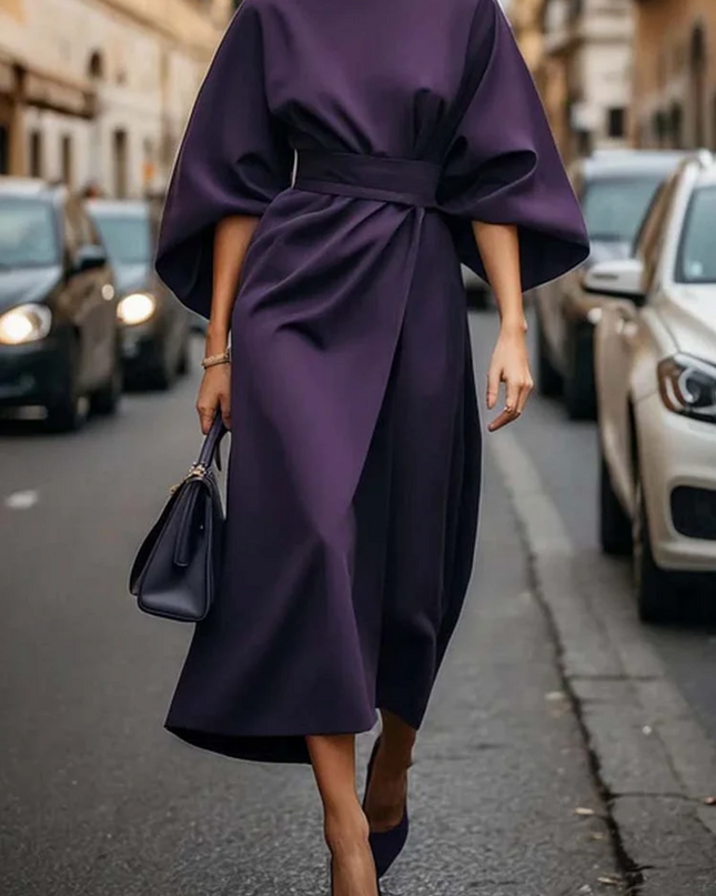 Grace | Elegant Dress with Lantern Sleeves and Belt