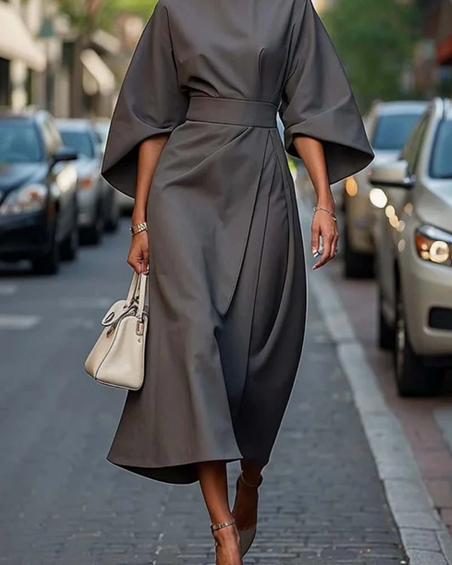 Grace | Elegant Dress with Lantern Sleeves and Belt