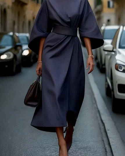 Grace | Elegant Dress with Lantern Sleeves and Belt