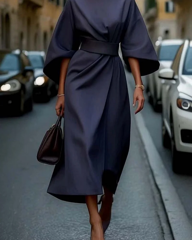 Grace | Elegant Dress with Lantern Sleeves and Belt