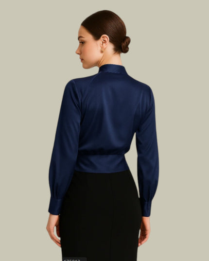 Ruby | Women’s Wrap Front Long Sleeve Satin Blouses