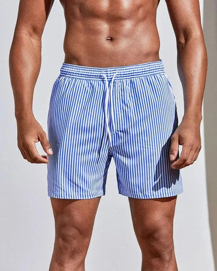 Quick-Dry Striped Swim Shorts for Men